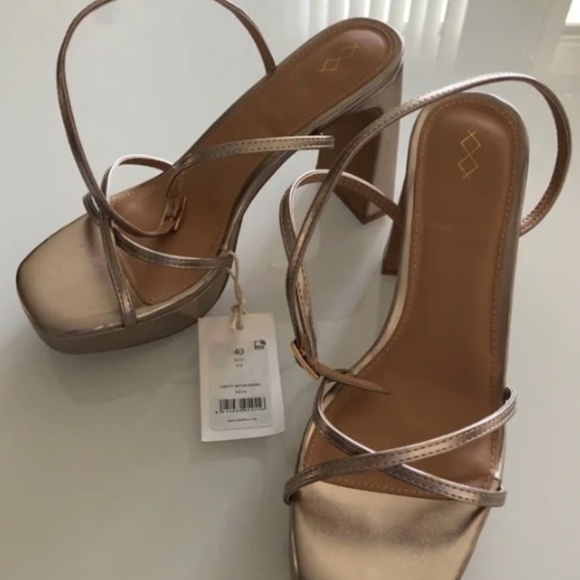 MIM Heeled Sandals GRETA METALIZADO size 40EU - New with tag - Picture 1 of 4
